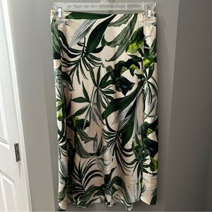 Victorias Secret Green & Cream Tropical Print Skirt-XS